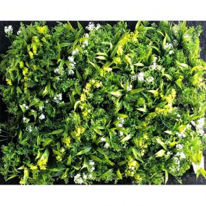 Non UV Artificial Vertical Garden Mat With Green Leaves and White Flowers (40X60 cm)