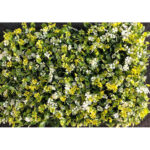 Non UV Artificial Green Vertical Garden Mat Mixed with Yellow and White Flowers (40 X 60 cm)