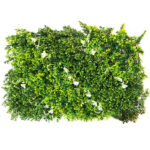 Non UV Artificial Vertical Garden Mat with Green Leaves and White flower (40X60 cm)