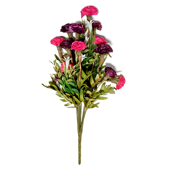 Artificial Pink and Purple Carnation Flower Bunch For Decor