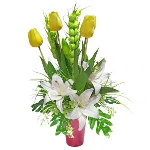 Artificial Cala Lily And Tulip Arrangement