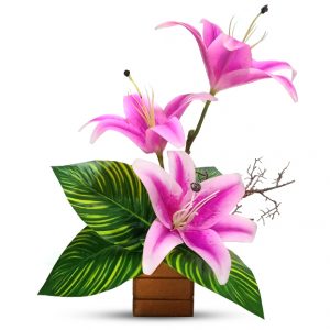 Artificial Lily Flower Arrangement with Pot