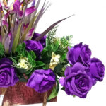 Artificial Purple Rose and Orchid Mixed Arrangement (45cm) - Image 2