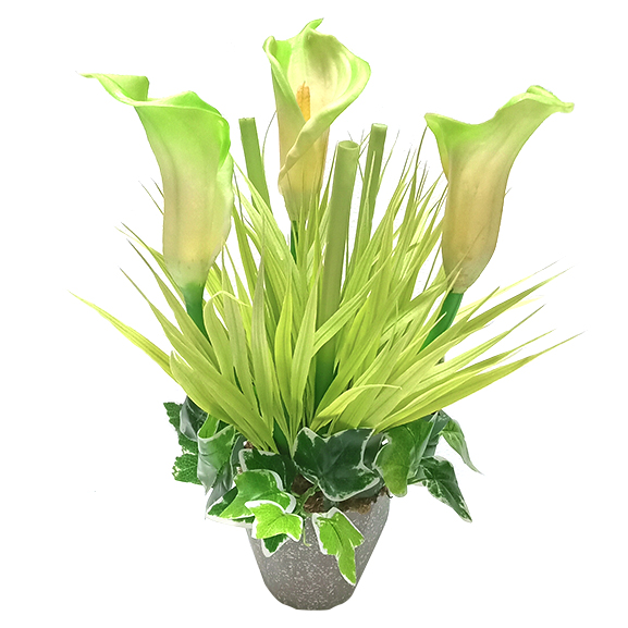 Artificial Calla Lily Flower Arrangement with Pot for Decor