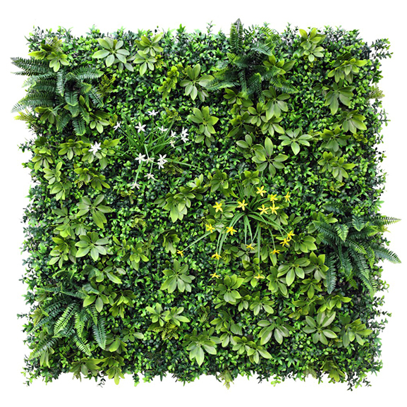 UV Coated Artificial Vertical Garden Mat with Green Leaves(100 x 100 cm)
