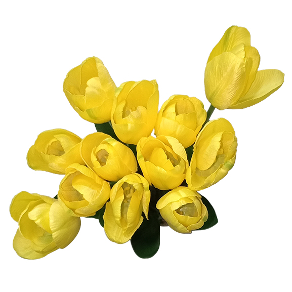 Artificial Tulip Yellow Flower Bunch 12 Heads