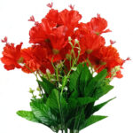 Artificial Hibiscus Red Flower Bunch (45 cm)
