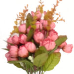 Elen Artificial Mini Rose Peach Flower Bunch (38 cm)