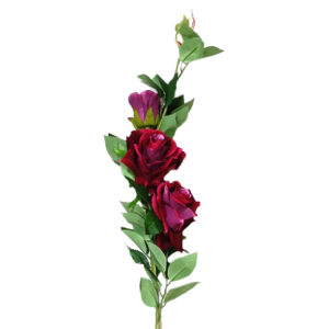 Artificial Velvet Rose Flower Single Stem with 2 Head (94 cm)