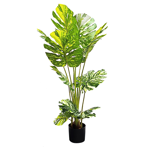 Artificial Green Monstera with White Touch Plant