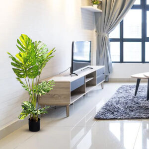 Elen Artificial Green Monstera with White Touch Plant