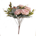 Artificial Peach Rose Bunch